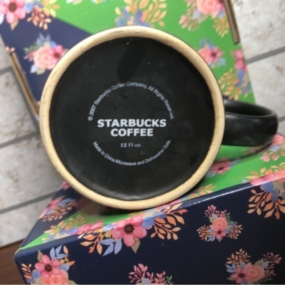 Starbucks 2007 12 oz coffee mug chalkboard black and orange - Picture 7 of 7